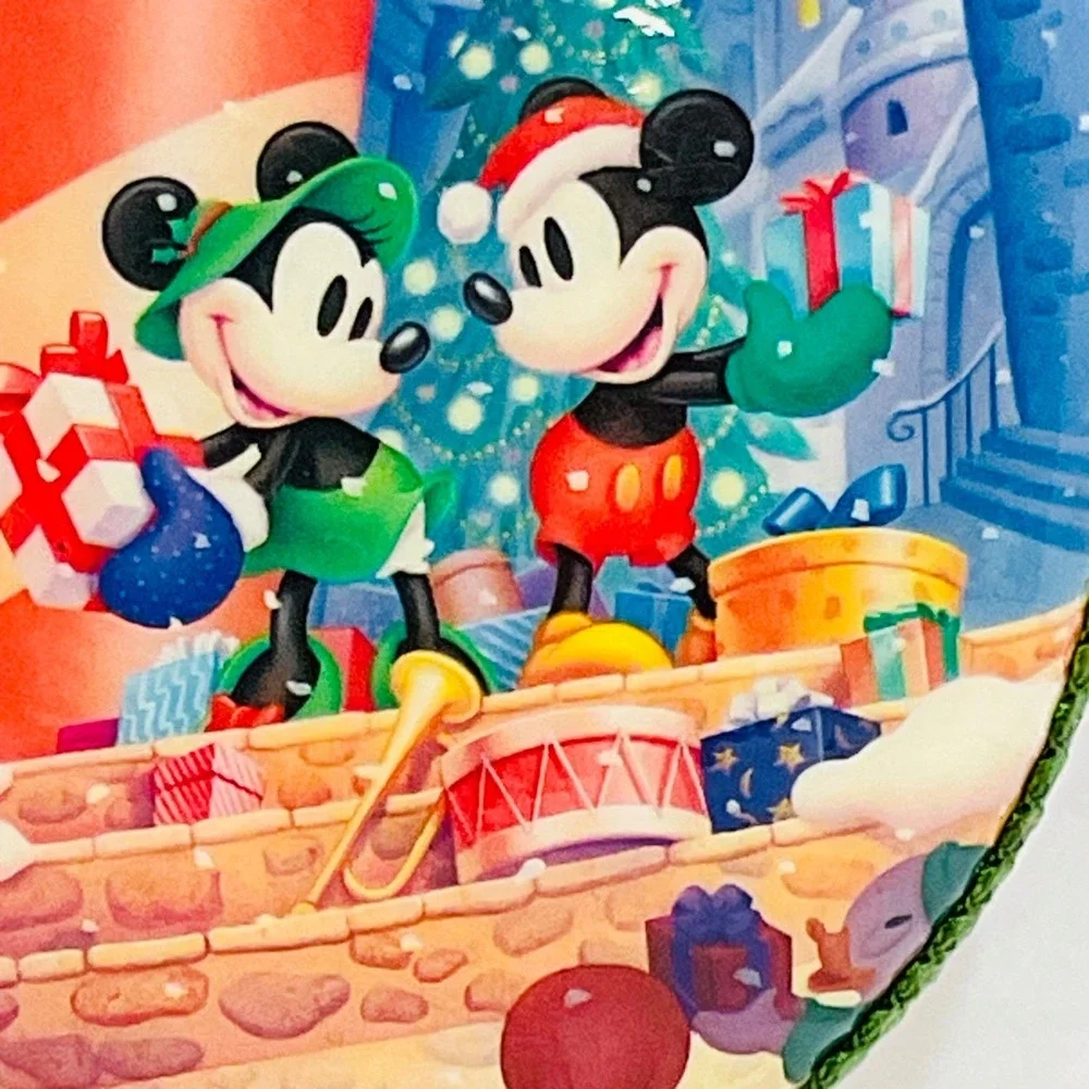 Walt Disney Mickey Minnie Mouse decoupage Christmas ornament ribbon vintage 1998